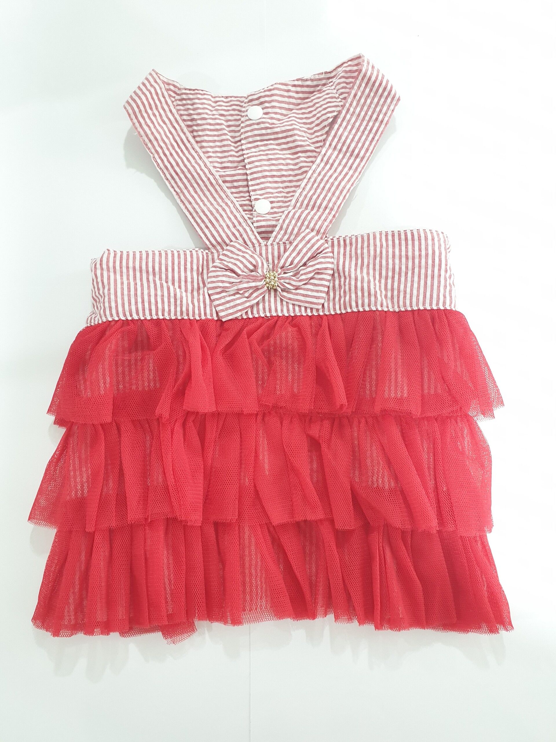 Đầm họa tiết sọc dài có nơ, nữ tính dành cho chó